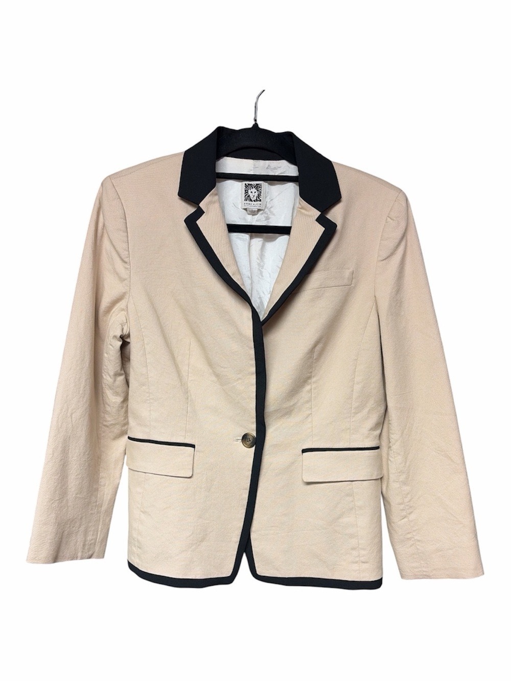 Anne Klein Cream Blazer with Black Contrast Trim NWOT - Picture 2 of 10